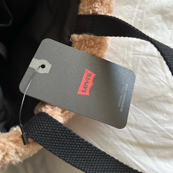 NWT Levi’s Faux Fur Mini Icon Tote Bag Tan Crossbody Bag - Picture 8 of 10